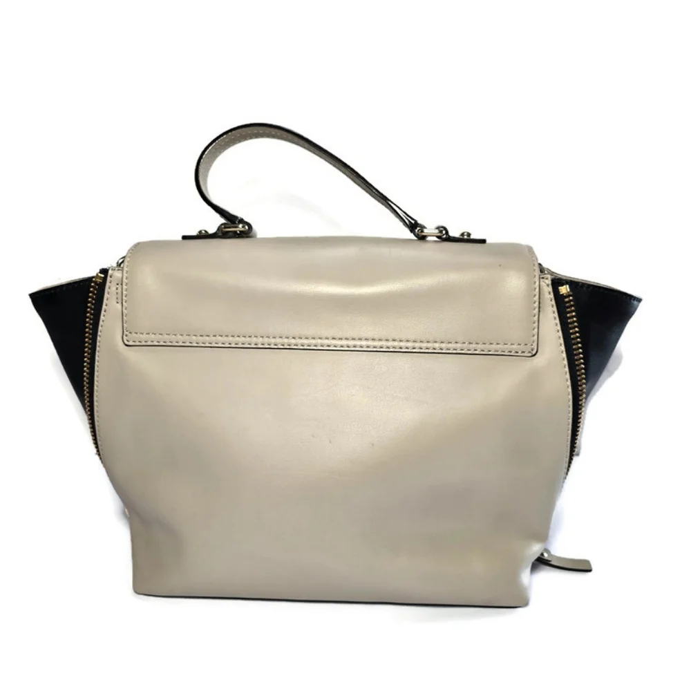 Kate Spade Varick Street Abbie Satchel Shoulder Bag Taupe/Black Convertible